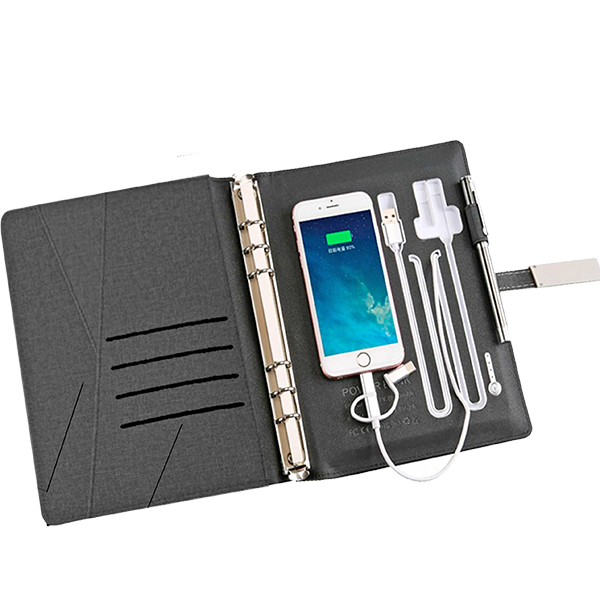 Agenda powerbank wireless cuero sintético