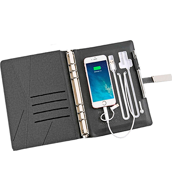 Agenda powerbank wireless cuero sintético