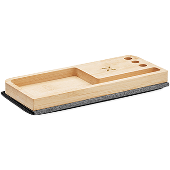 Mouse pad RPET con cargador inalámbrico de bambú